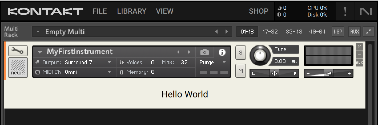 Komplete UI Instrument loaded