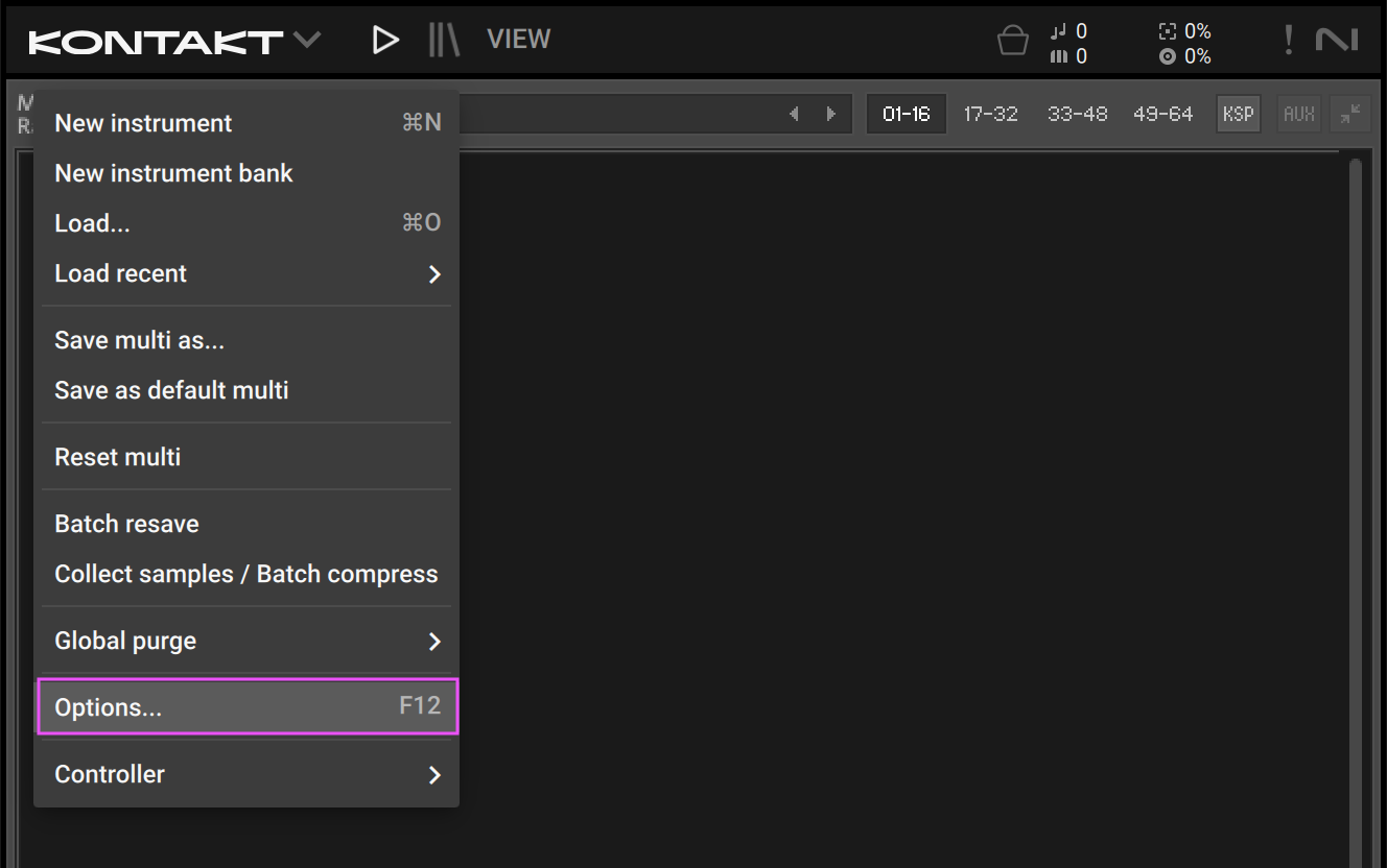 Open Kontakt Preferences